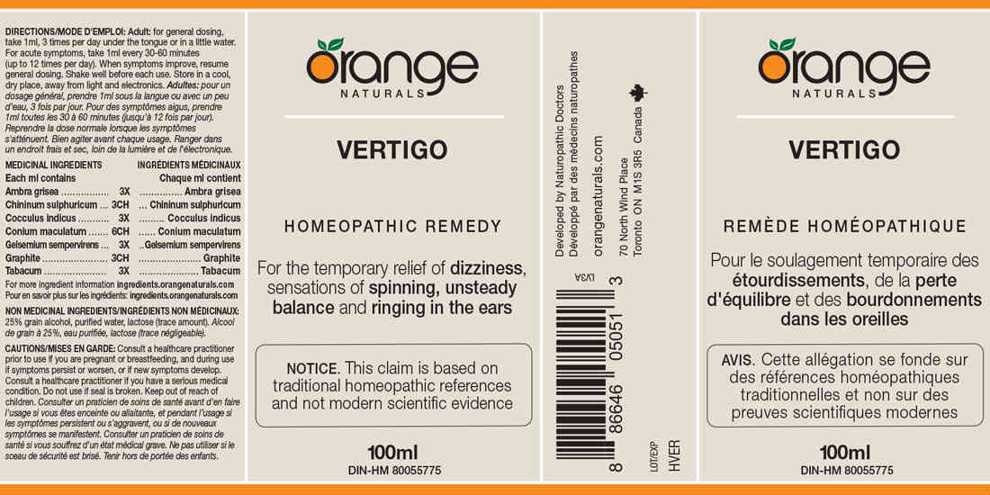 Orange Naturals Vertigo Homeopathic, 100ml