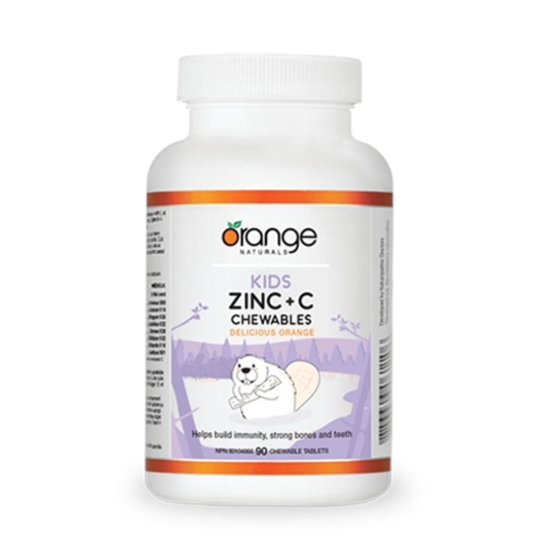 Orange Naturals Kids Zinc + C Chewable Tables, Delicious Orange, 90 Chewable Tablets
