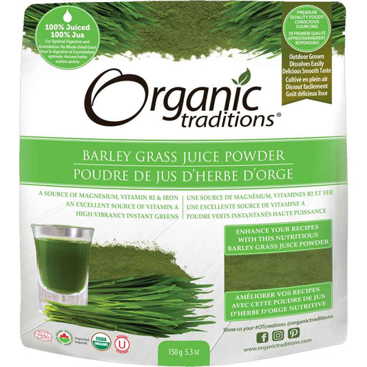 Organic Traditions Barley Grass Juice Powder, 150 g