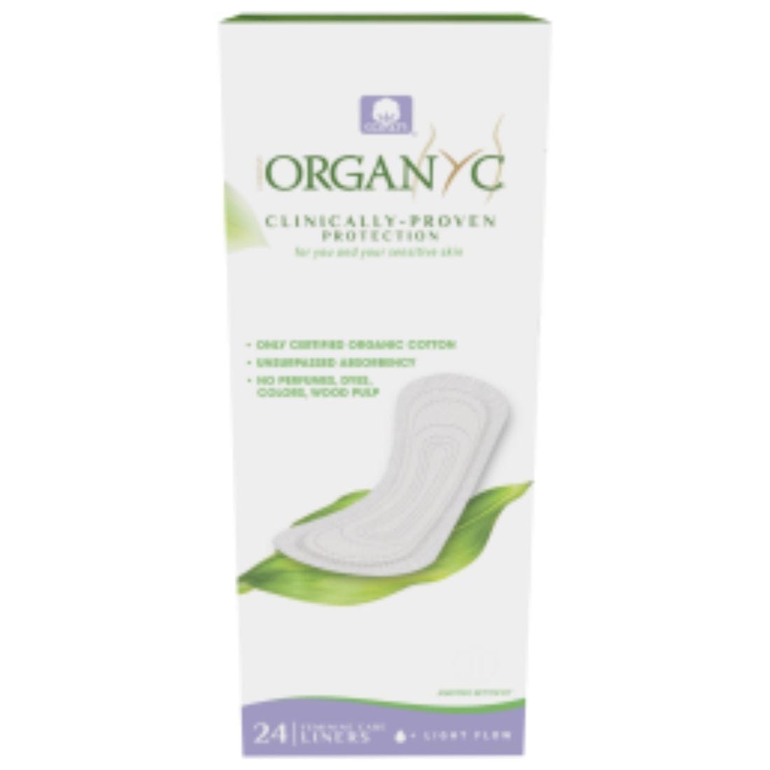Organ(y)c Flat Panty Liners, Light Flow, 100% Organic Cotton, 24 Liners