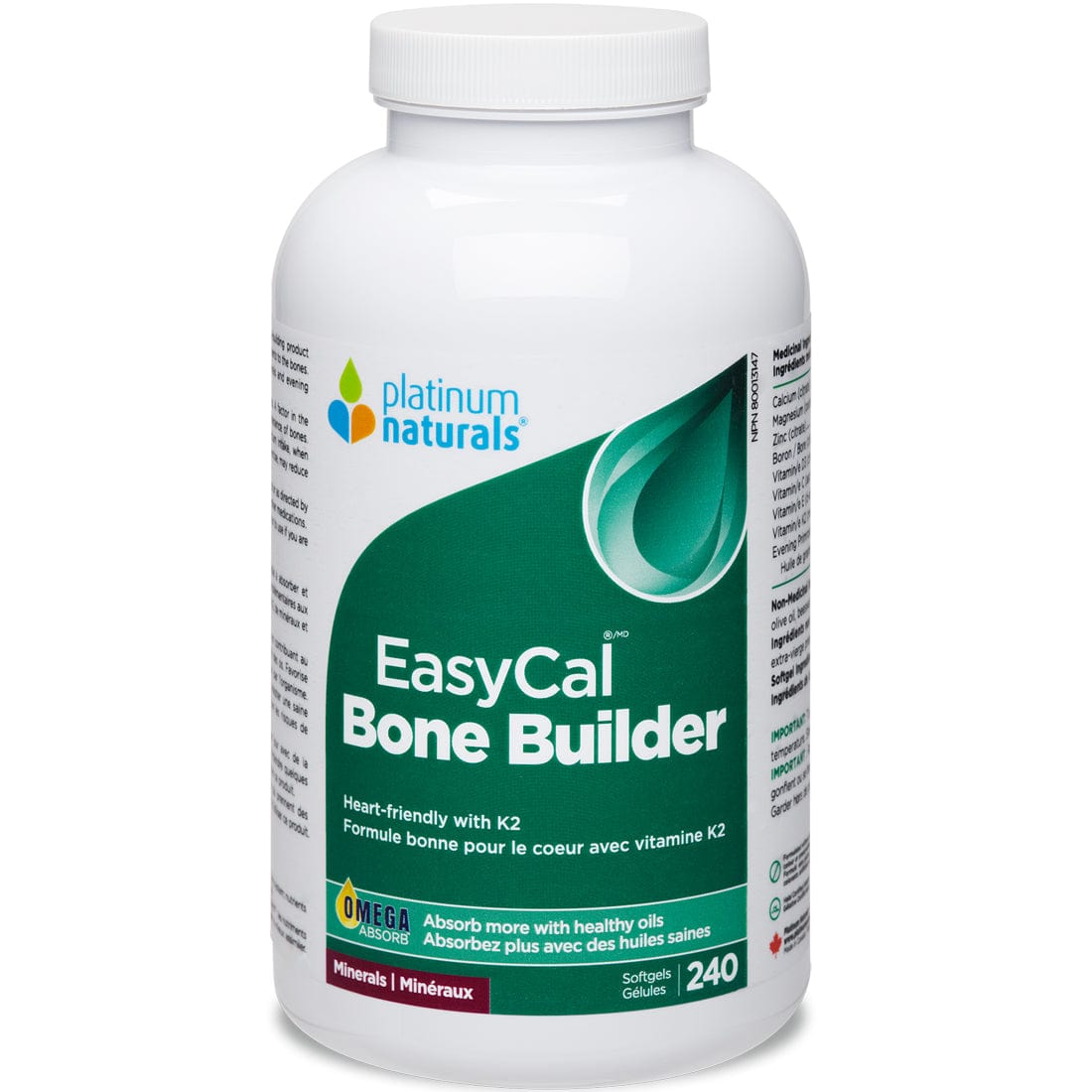 Platinum Naturals EasyCal Calcium Bone Builder Liquid Softgels, Highly Absorbable, Made for Women, Hormone Support, 240 Liquid Softgels
