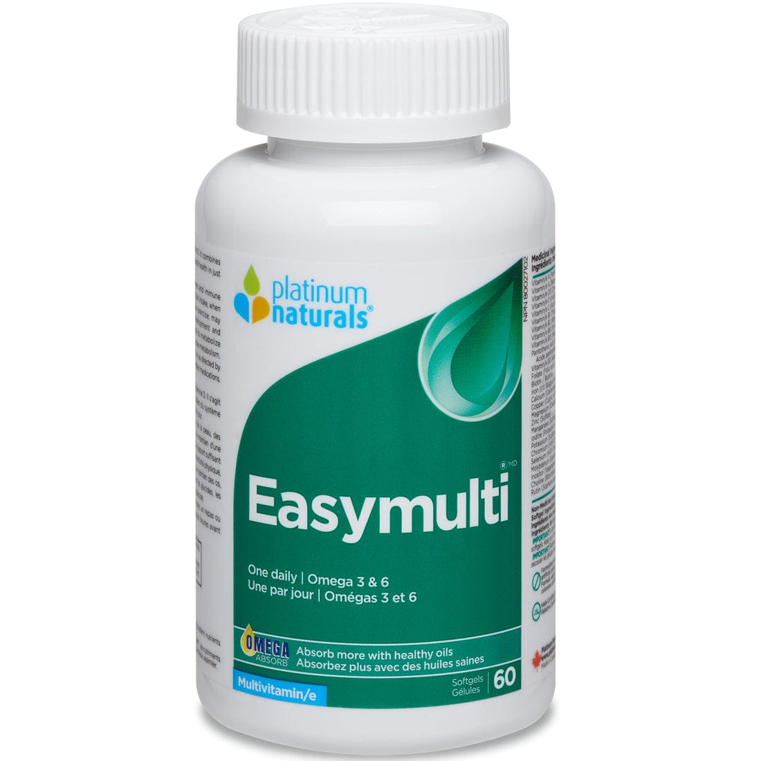Platinum Naturals EasyMulti Multivitamin, One a Day Multivitamin with Omega 3 and 6, 60-120 Liquid Capsules