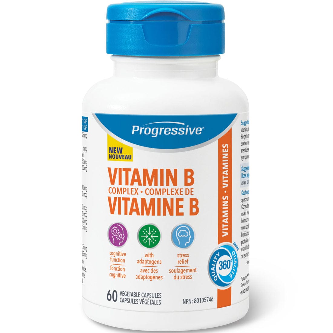 Progressive B Complex with Rhodiola Plus L-Theanine , 60 Vegetable Capsules