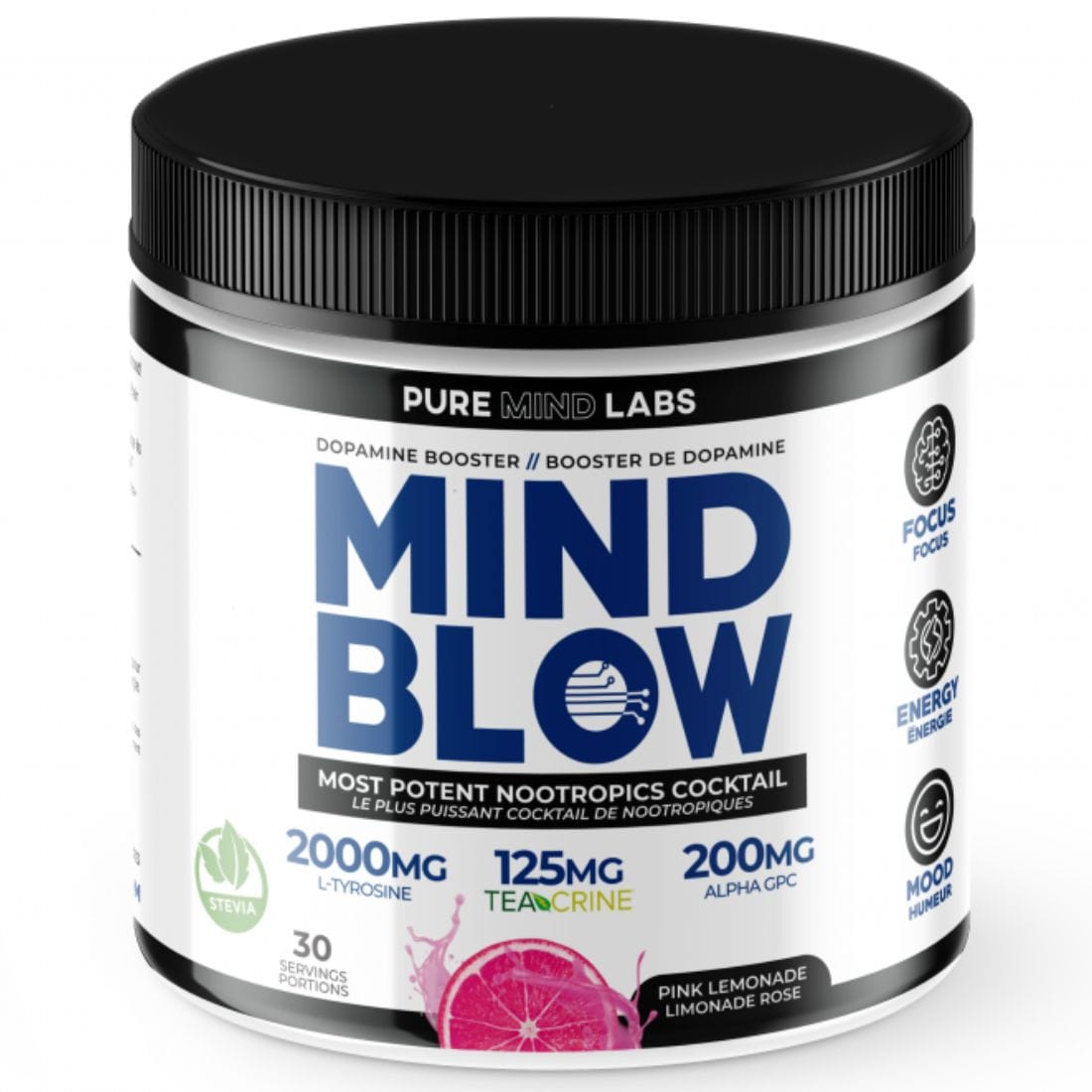 Pure Mind Labs Mind Blow, Nootropics Energy Drink, 30 Servings