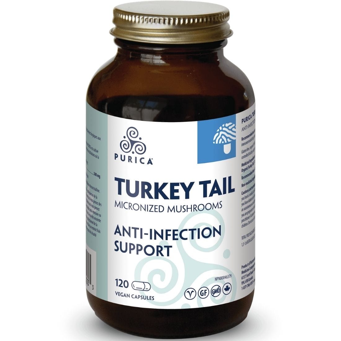 Purica Turkey Tail Micronized Mushrooms (Coriolus), 500mg, Vegetable Capsules