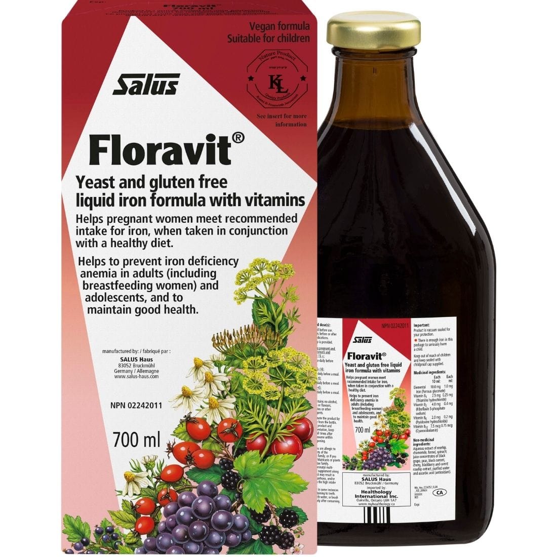 Salus Floravit Liquid Iron Supplement with Vitamins, Yeast Free, Gluten Free & Vegan
