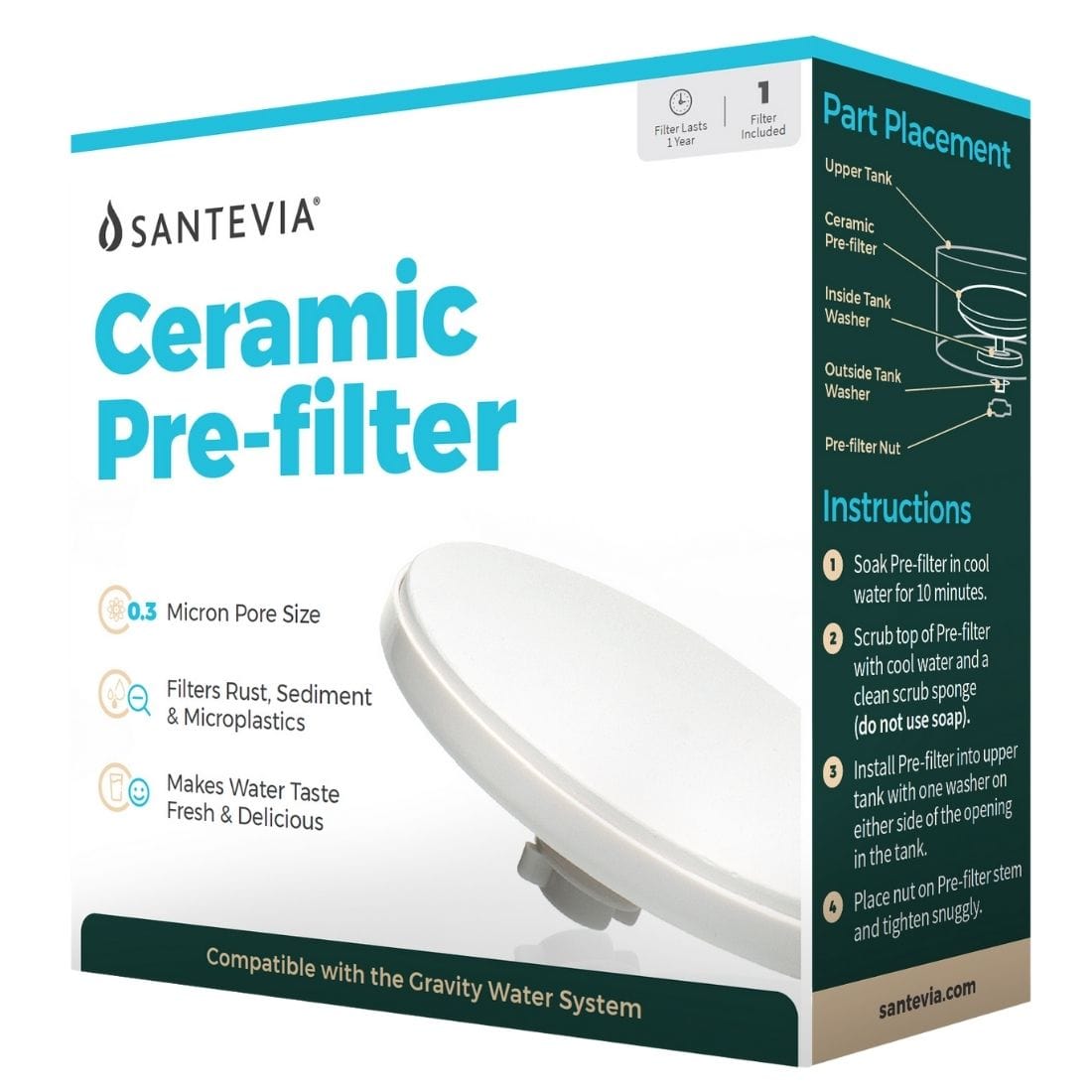 Santevia Gravity Water System Ceramic Pre-filter, 1 Piece