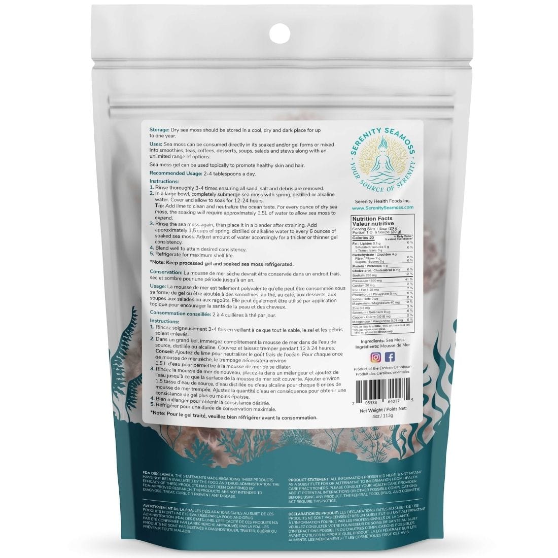 Serenity Seamoss Ultraviolet Sea Moss, 113g