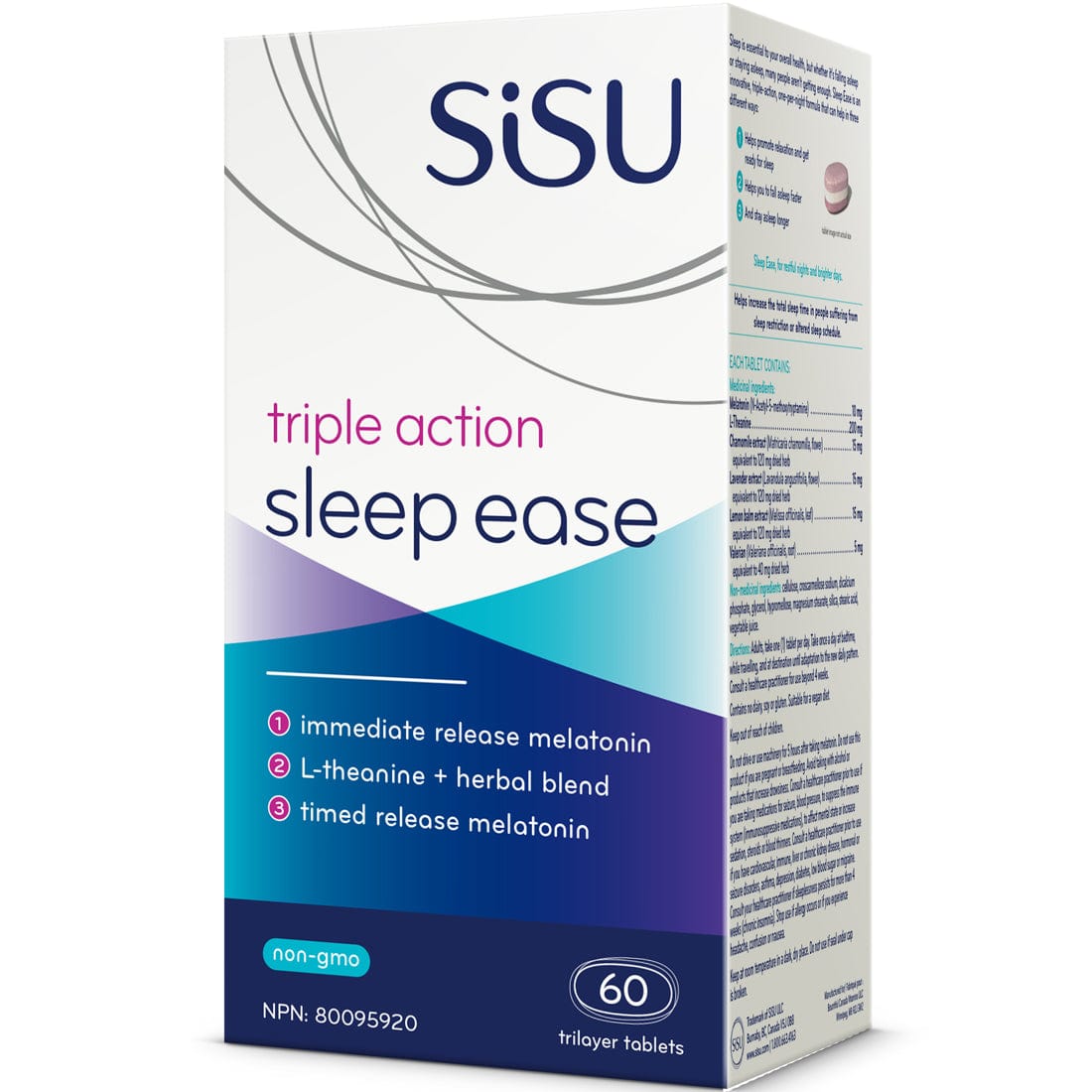 SISU Sleep Ease, Triple Action Melatonin, Theanine, Chamomile and more