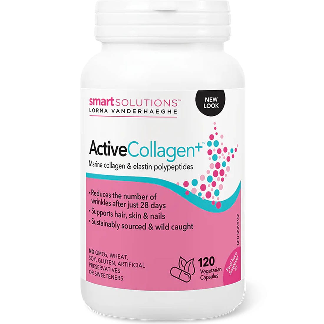 Smart Solutions Active Collagen, Reduces Wrinkles Within 28 Days, 120 Vegetarian Capsules