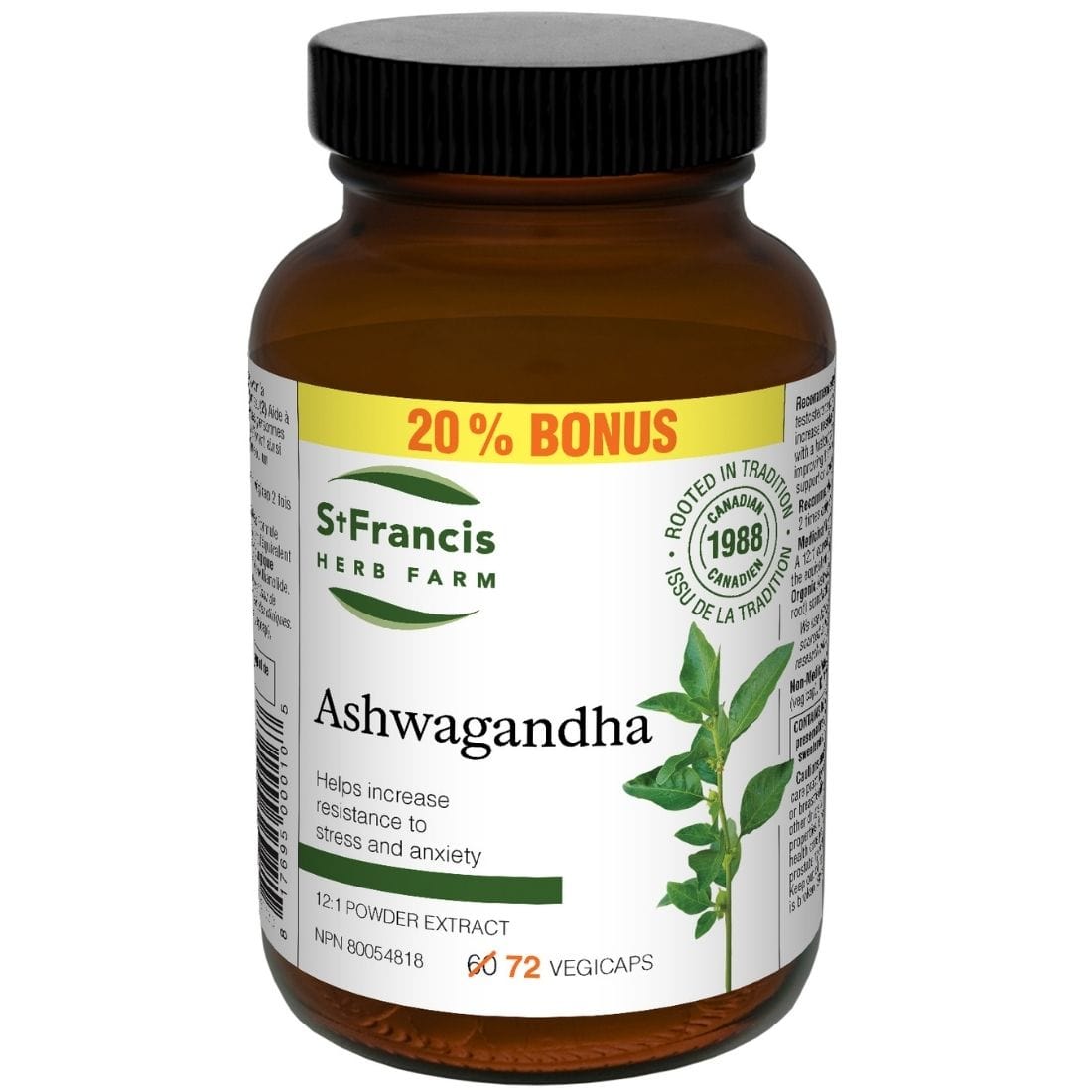 St. Francis Ashwagandha Capsules 300mg, KSM-66 Ashwagandha 12:1 Extract, Support for Anxiety, Nervousness, Insomnia