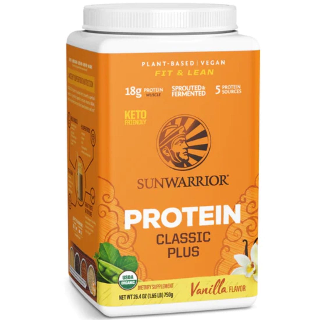 Sun Warrior Protein Classic Plus Protein, Sprouted Brown Rice, Chia, Quinoa, Amaranth, Raw Vegan Fermented Protein