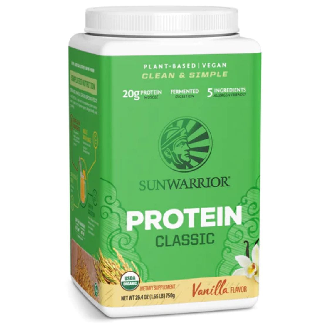 Sun Warrior Protein Classic Sprouted Brown Rice Protein, Raw Vegan Fermented Protein