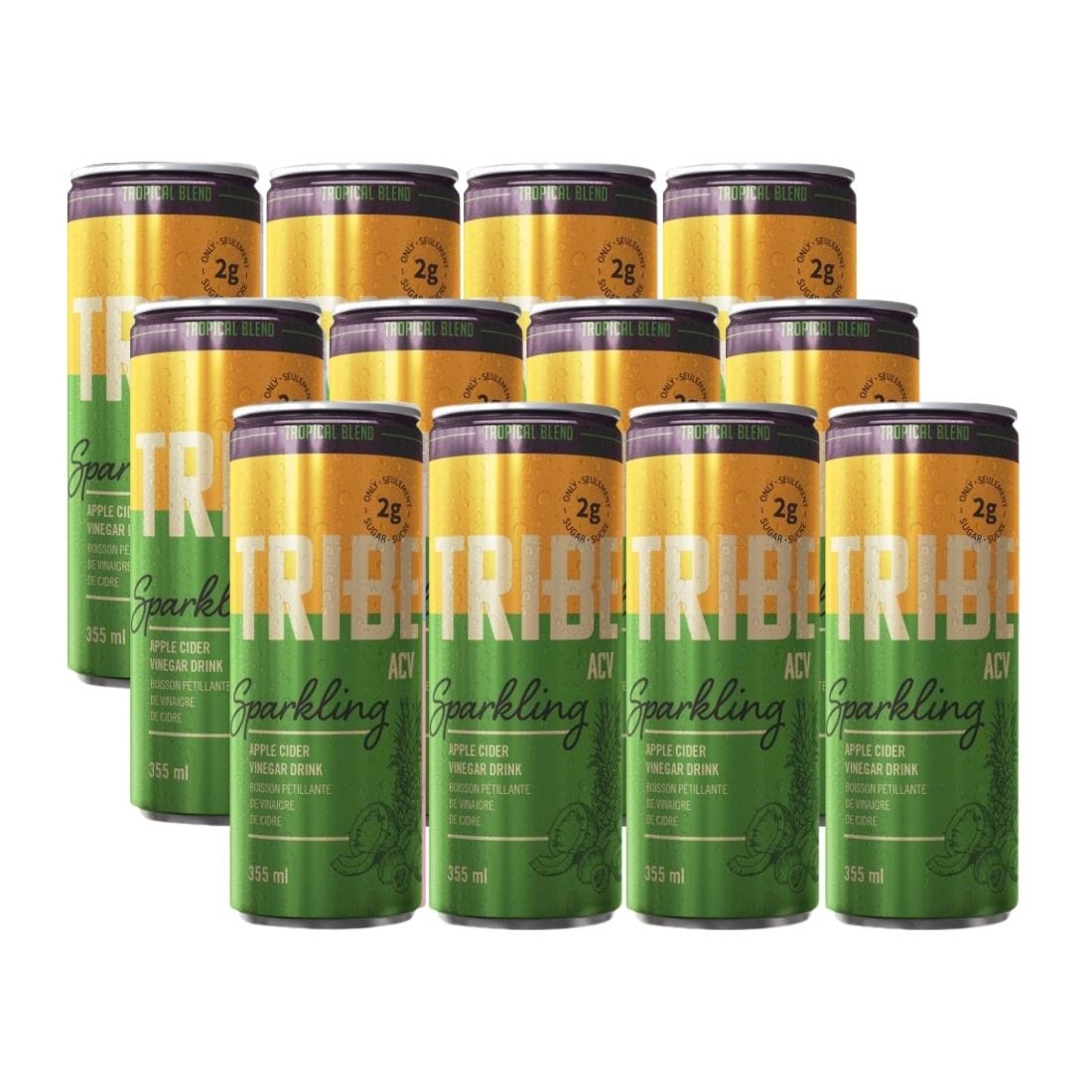 TribeACV Sparkling Apple Cider Vinegar Drink, Case 12 Pack