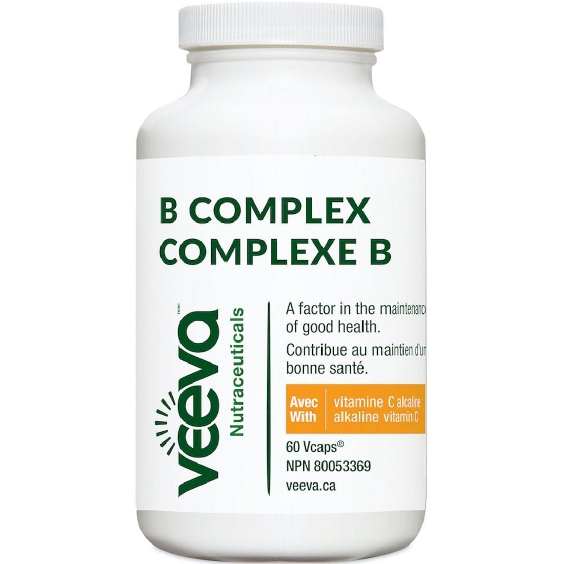 Veeva B Complex with Alkaline Vitamin C (Vegan & Non-GMO)