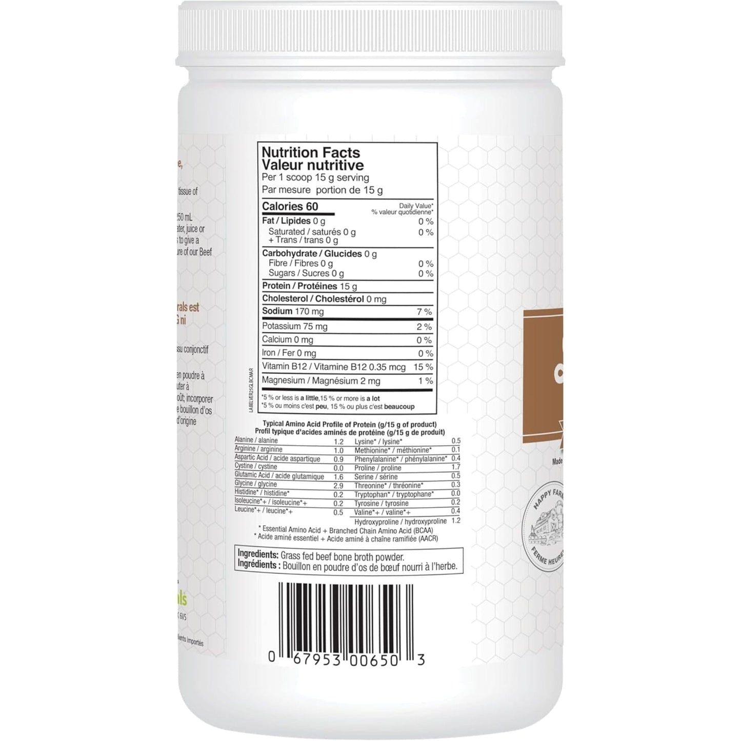 300g | Priarie Naturals Grass Fed Beef Bone Broth Protein Powder