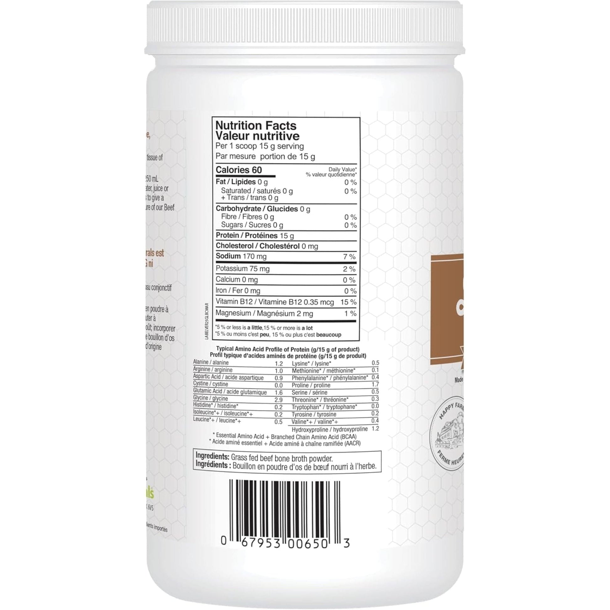 300g | Priarie Naturals Grass Fed Beef Bone Broth Protein Powder