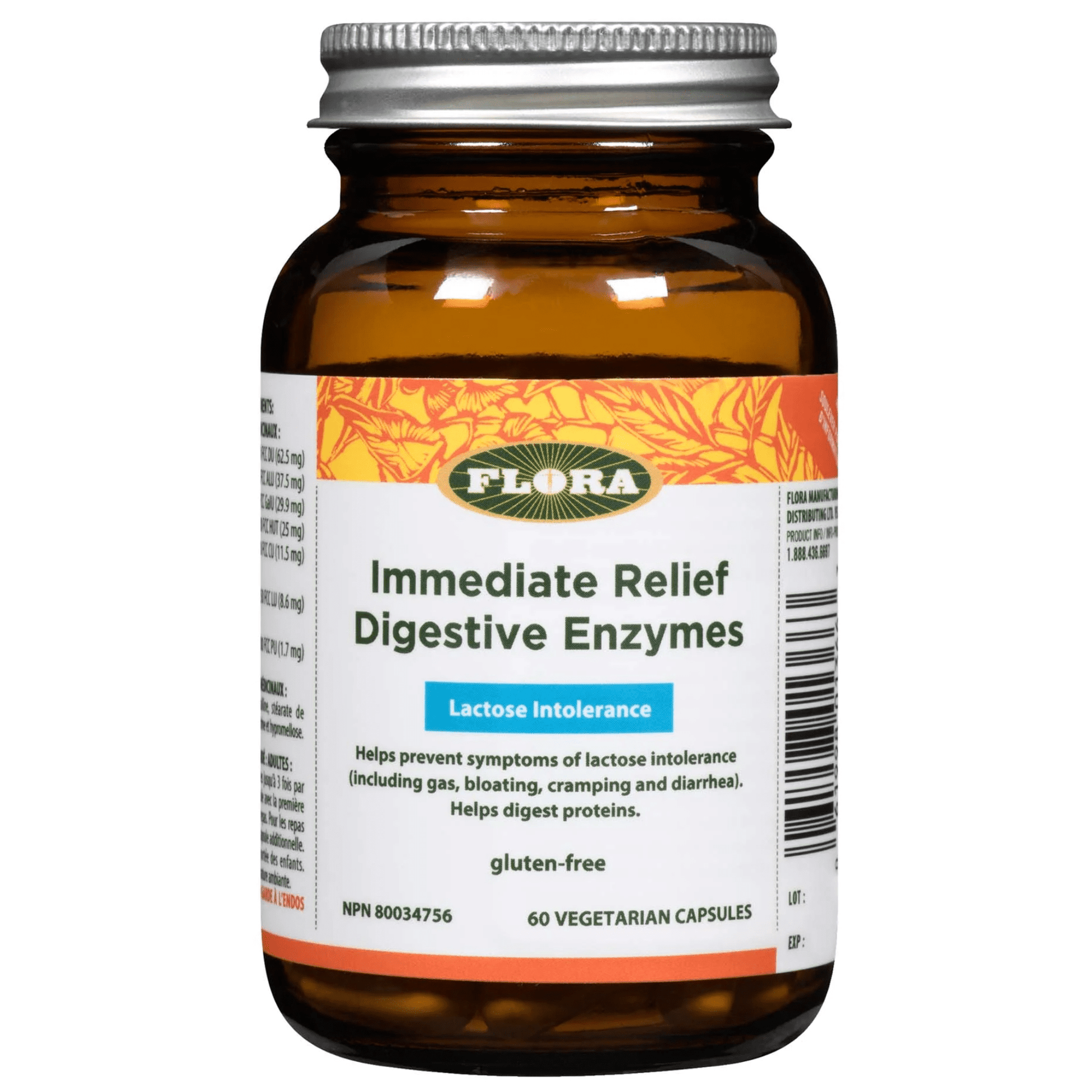 60 Vegetable Capsules | Flora Immediate Relief Digestive Enzymes