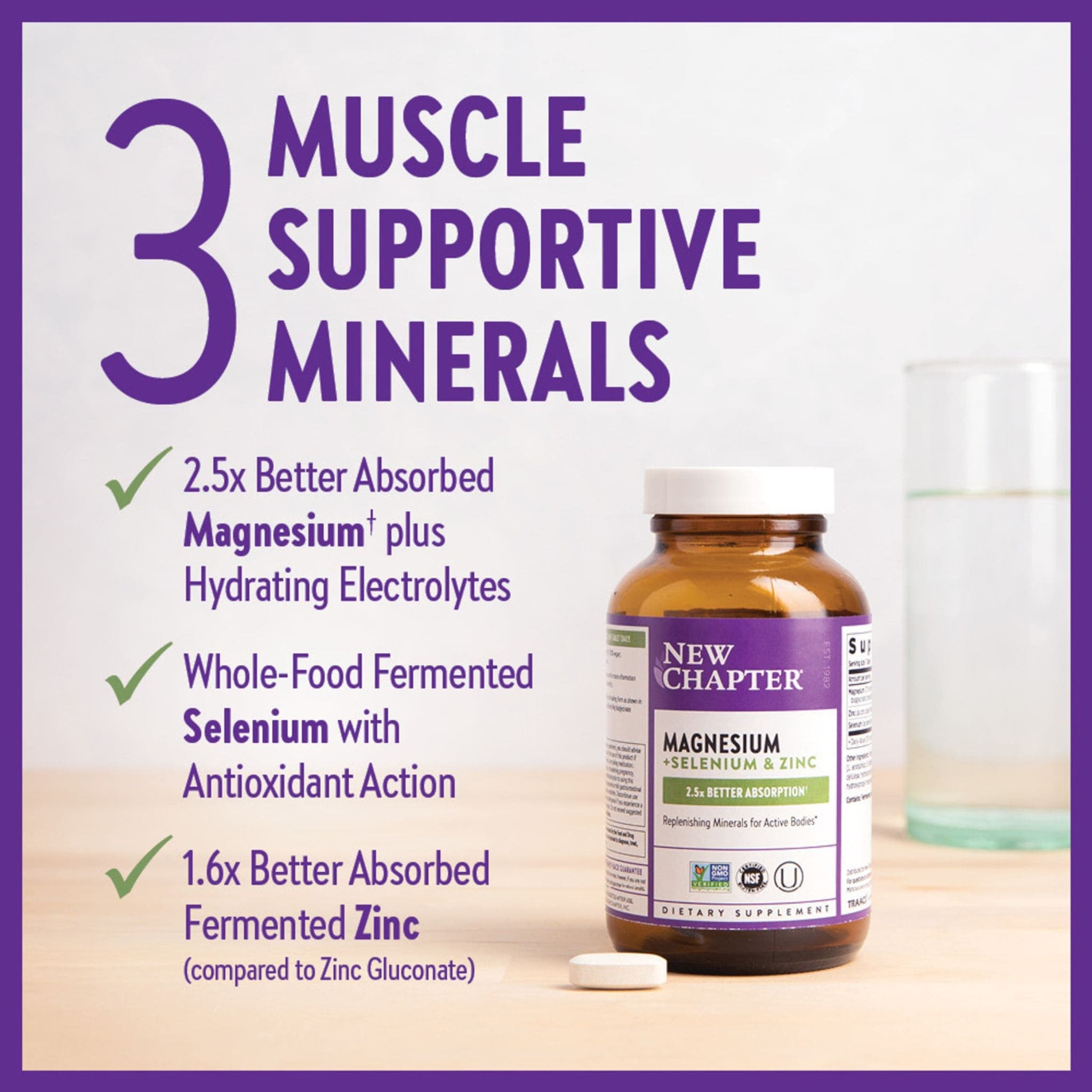 New Chapter Magnesium with Selenium and Zinc, 30 Tablets