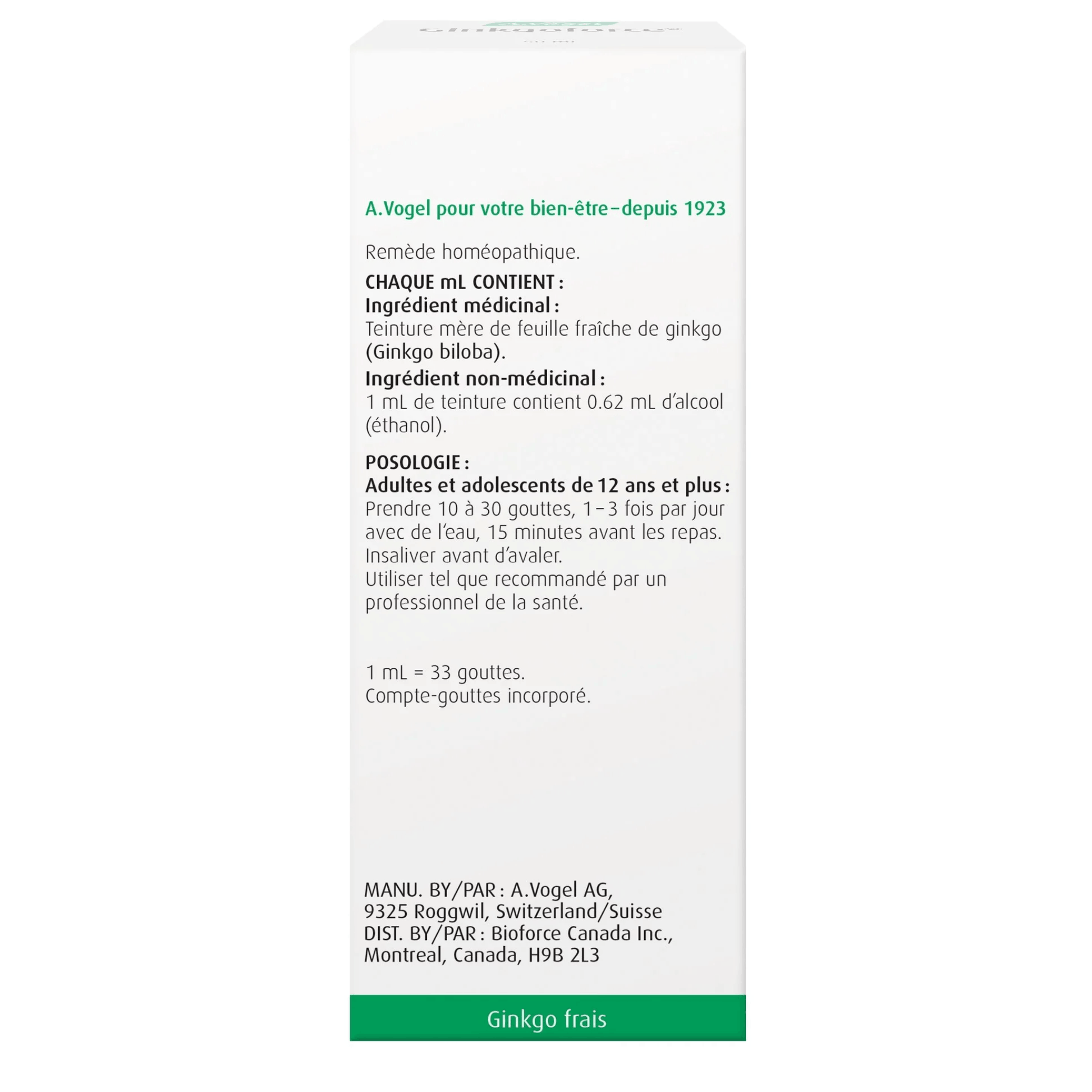 50ml Natural Flavour | A.Vogel Ginkgoforce