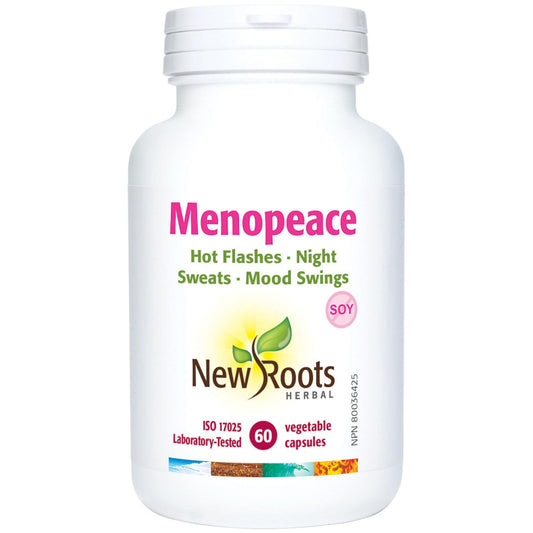60 Vegetable Capsules | New Roots Herbal Menopeace bottle in english