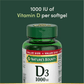 Nature's Bounty Vitamin D3 1000IU, 50% off Clearance, Expires 02/2027, 250 Softgels
