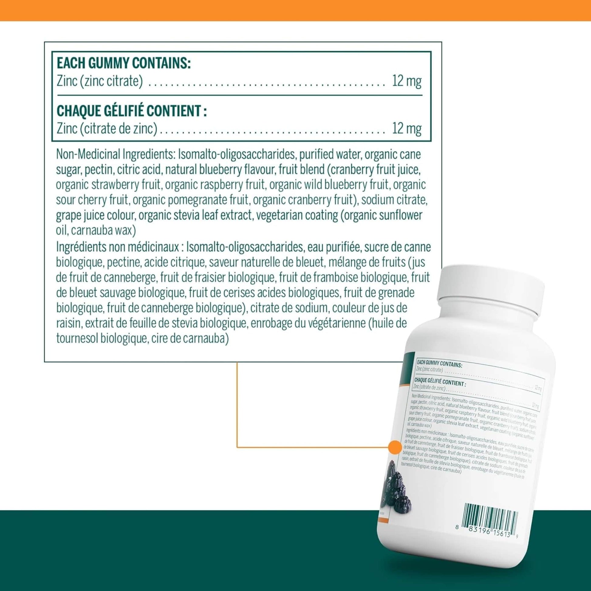 Natural Blueberry Flavour, 100 Gummies | Genestra Brands Zinc Gummies