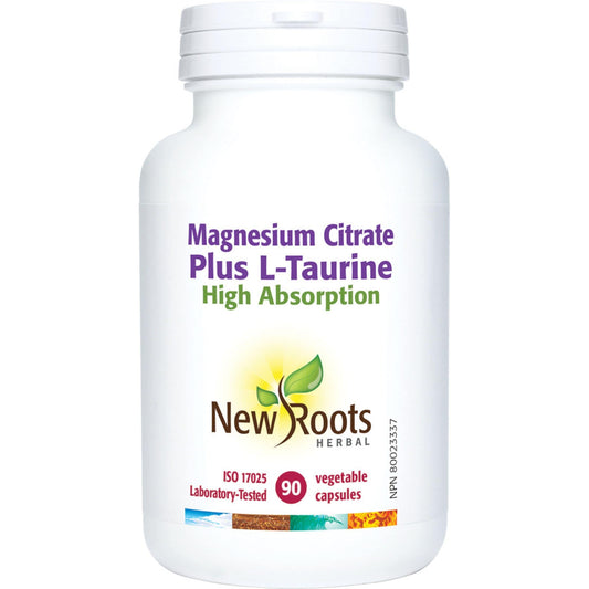 90 Vegetable Capsules | New Roots Herbal Magnesium Citrate Plus L-Taurine