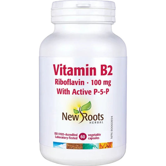 60 Vegetable Capsules | New Roots Vitamin B2 Riboflavin 100mg With Active R-5-P
