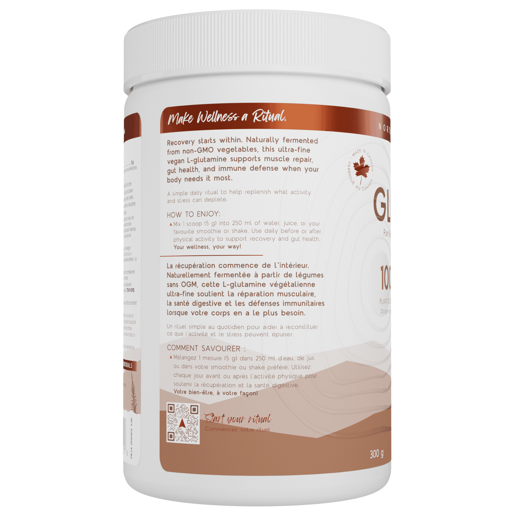 300g Unflavoured | North Coast Naturals Germented Glutamine Powder