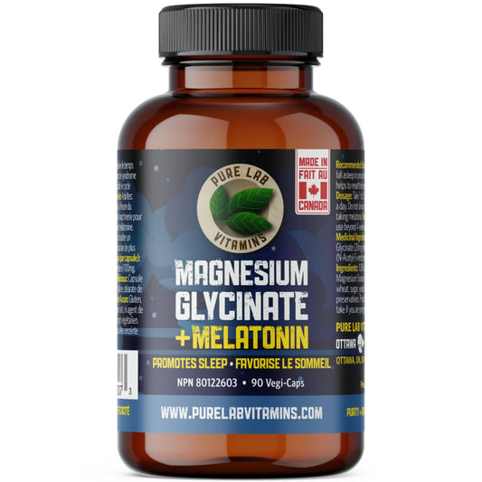90 Vegetable Capsules | Pure Lab Vitamins Magnesium Glycinate + Melatonin