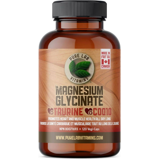 120 Vegetable Capsules | Pure Lab Vitamins Magnesium Glycinate + Taurine + COQ10