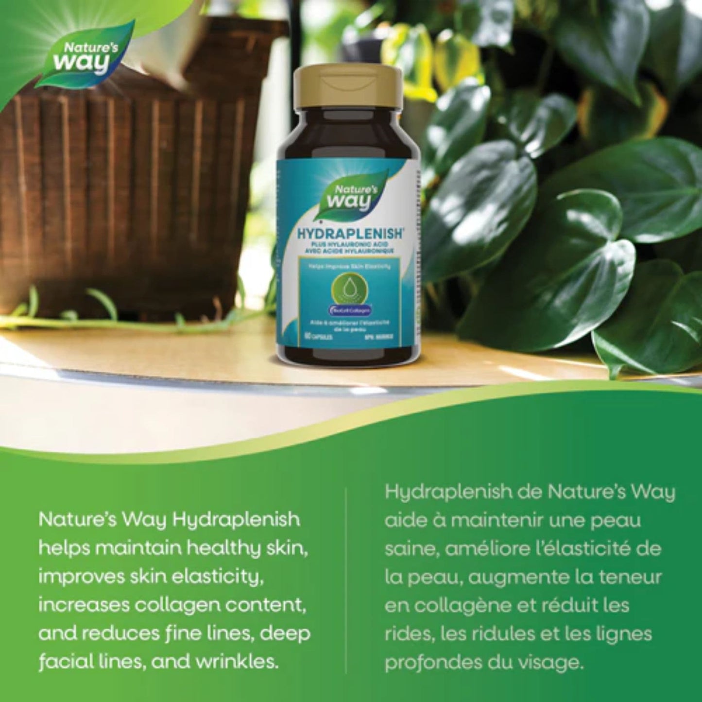 60 Capsules | Nature's Way Hydraplenish plus Hyaluronic Acid
