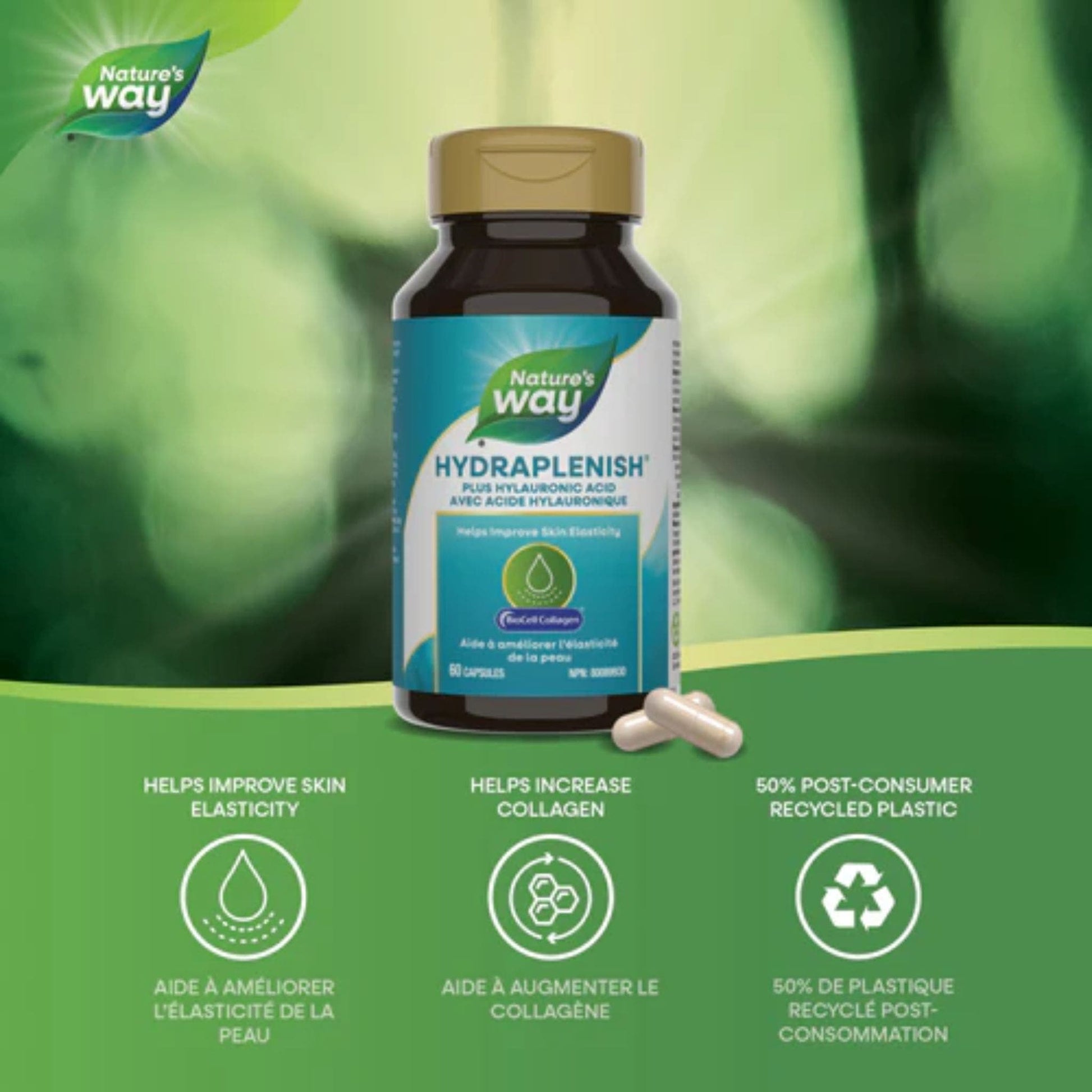 60 Capsules | Nature's Way Hydraplenish plus Hyaluronic Acid
