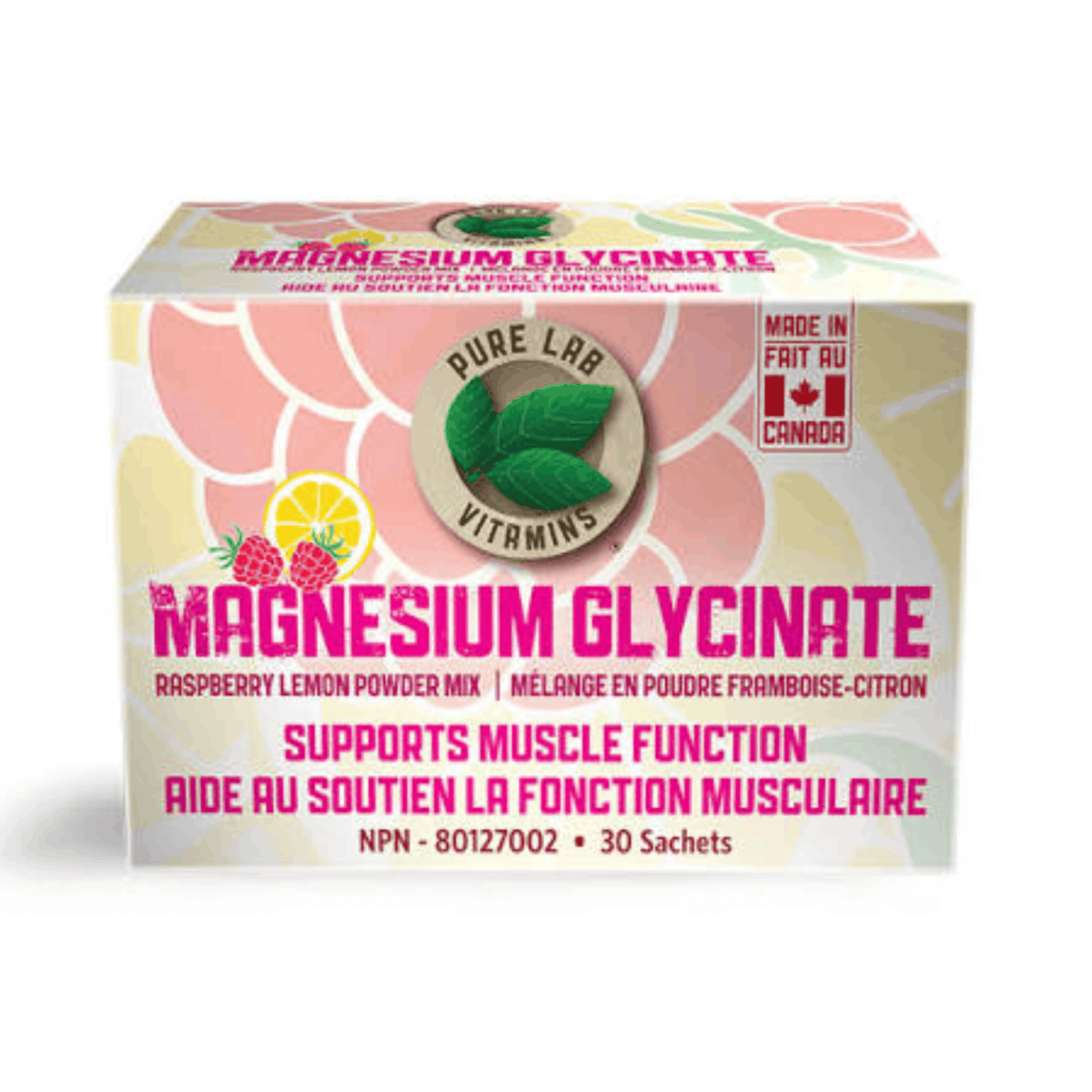 30 Sachets Raspberry Lemon | Pure Lab Vitamins Magnesium Glycinate Powder Mix