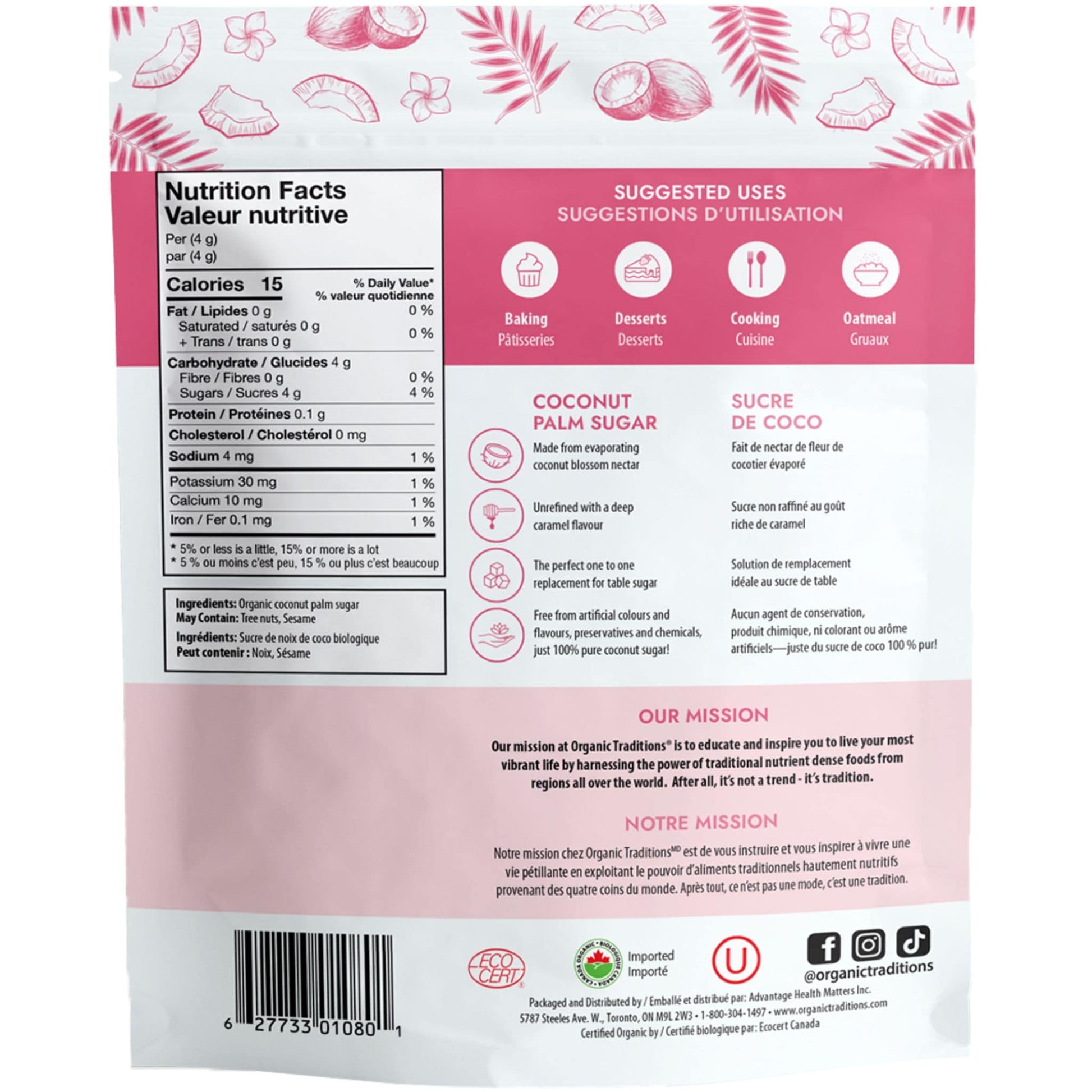 organic coconut palm sugar nutrition facts Organic Traditions Coconut Palm Sugar, 227-454g