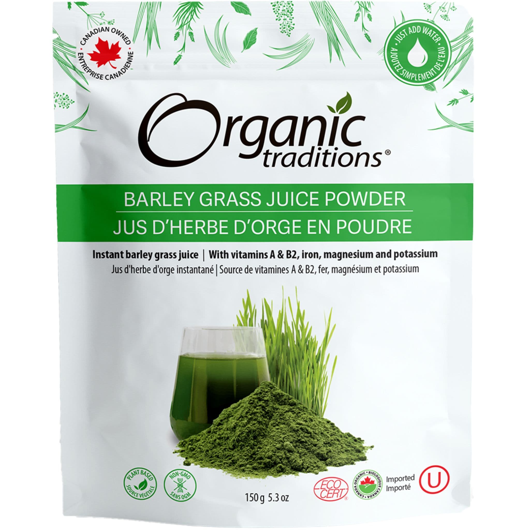 Organic Traditions Barley Grass Juice Powder, 150 g
