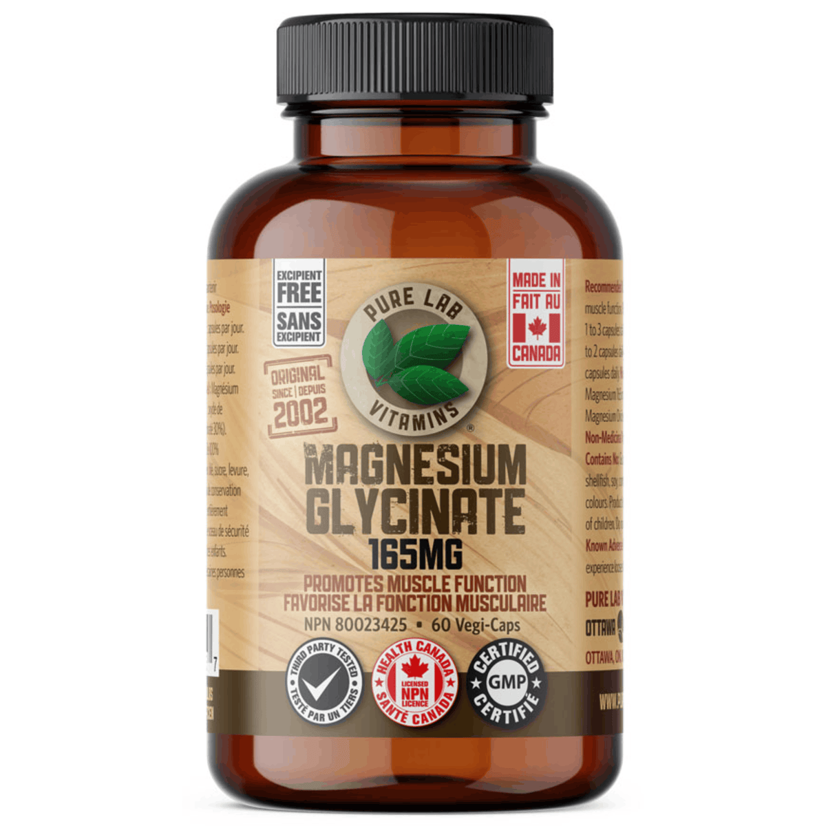 60 Vegetable Capsules | Pure Lab Vitamins Magnesium Glycinate