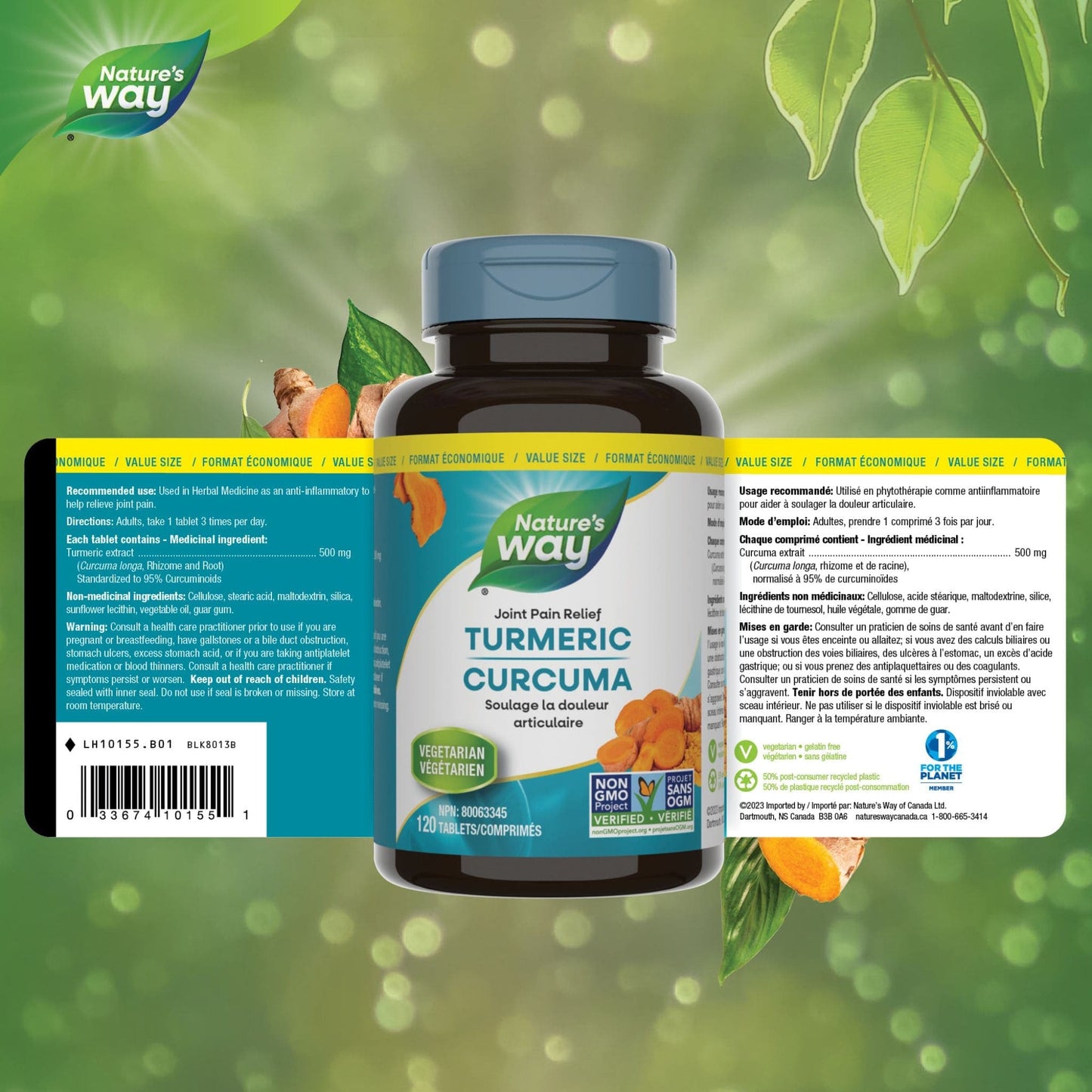 120 Vegetarian Tablets | Nature's Way Turmeric Standardized 450 mg 95% Curcumin