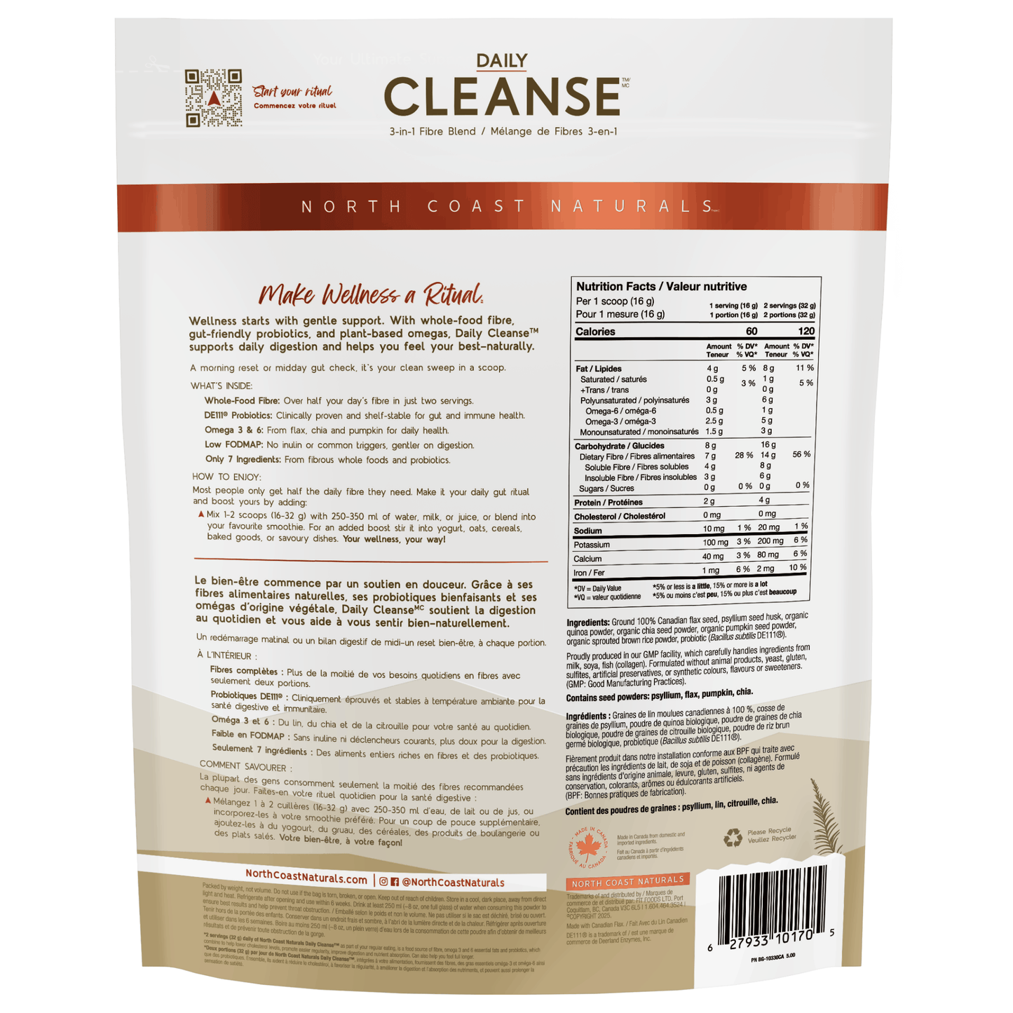 1kg Unflavoured | North Coast Naturals Daily Cleanse Powder