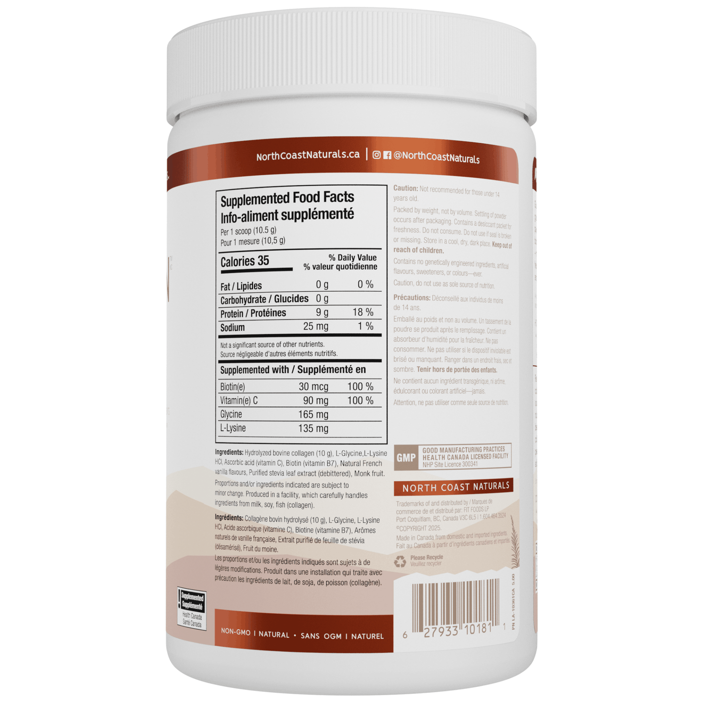 250g French Vanilla | North Coast Naturals Grass-Fed Collagen Powder