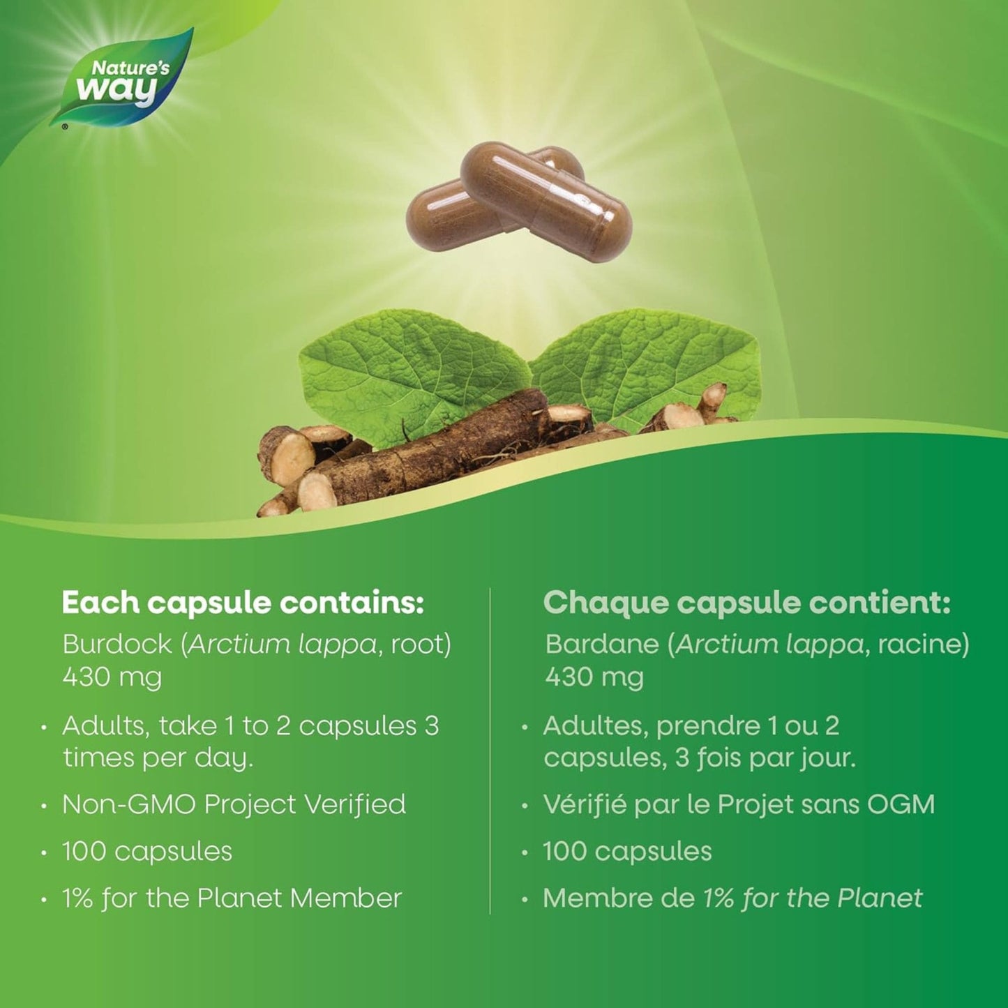 100 Vegetable Capsules | Nature's Way Burdock Root