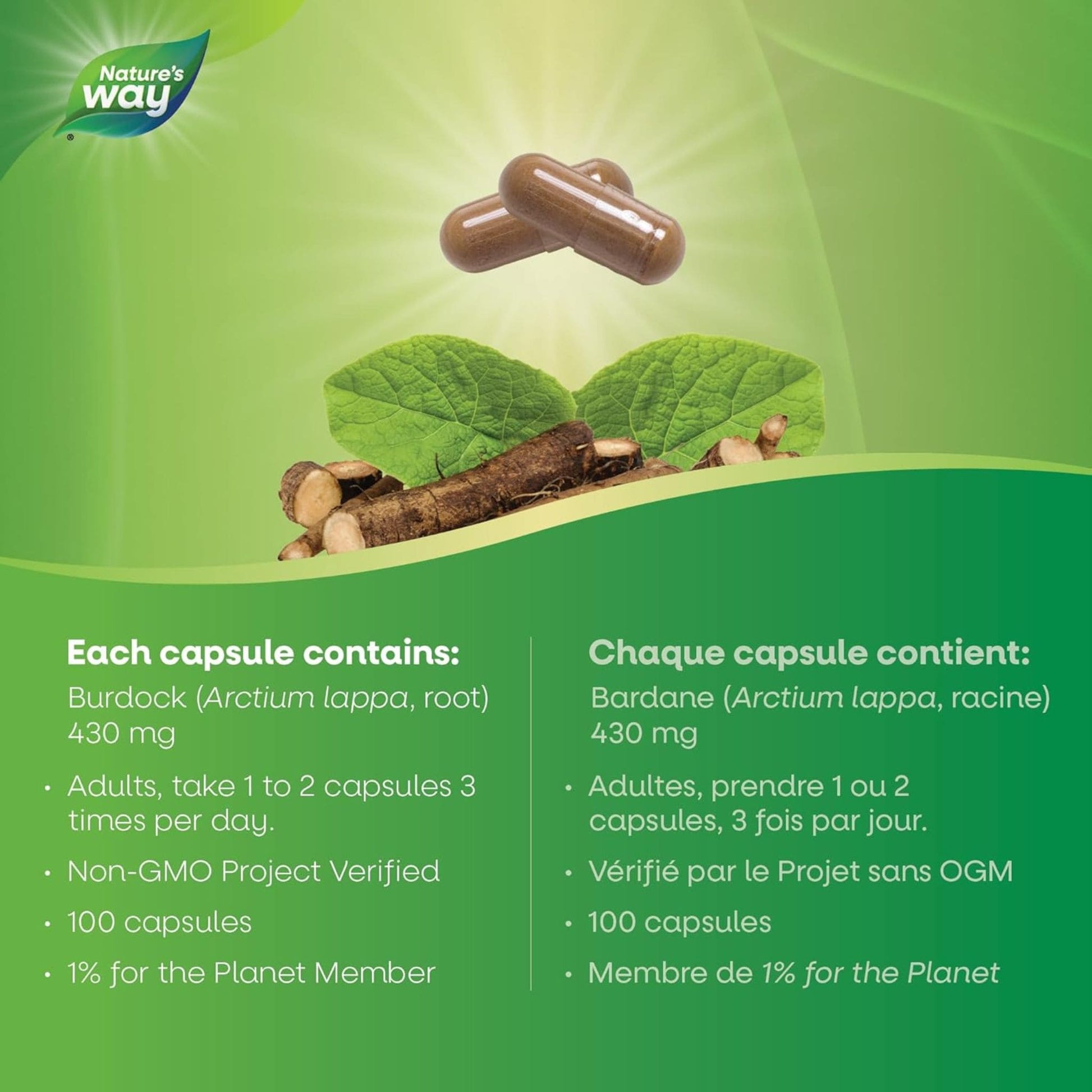 100 Vegetable Capsules | Nature's Way Burdock Root