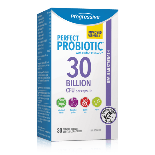 30 Vegetable Capsules | Progressive Perfect Probiotic 30 Billion CFU 30 Delayed Release Vegetable Capsules 