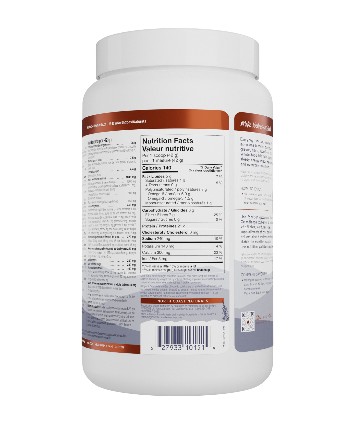840g French Vanilla | North Coast Naturals Vegan All-In-One Protein Powder