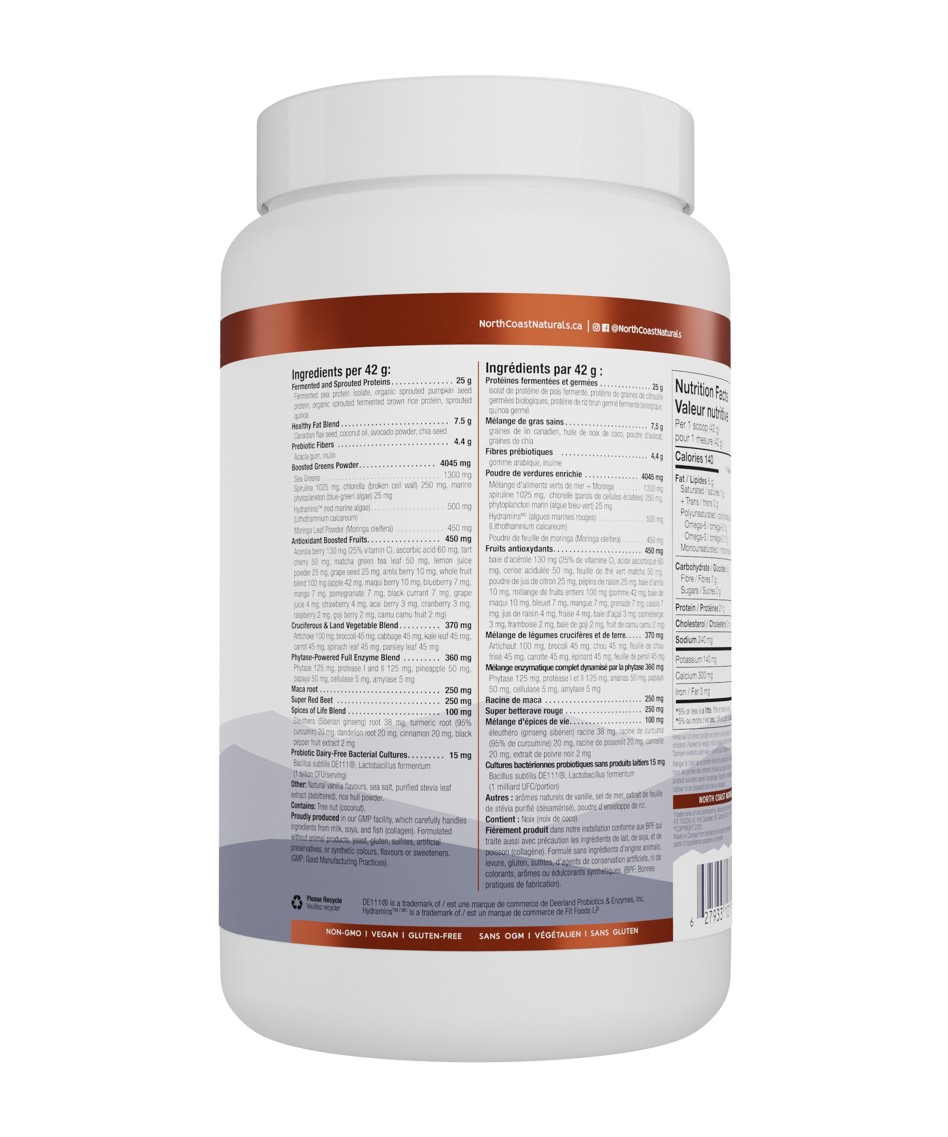 840g French Vanilla | North Coast Naturals Vegan All-In-One Protein Powder