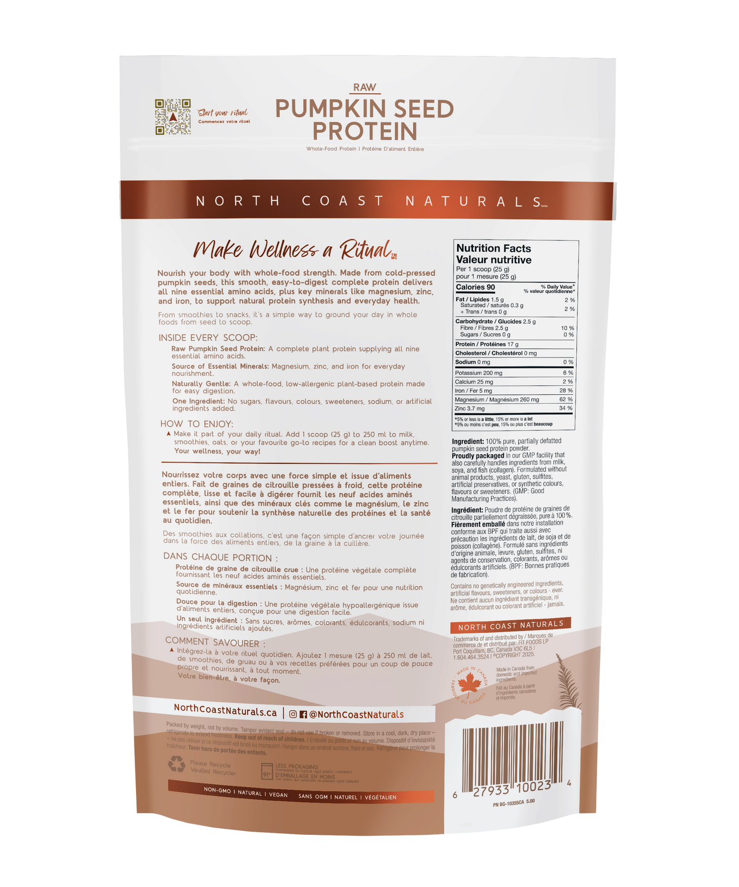 340g Original | North Coast Naturals Raw Pumpkin Seed Protein Powder