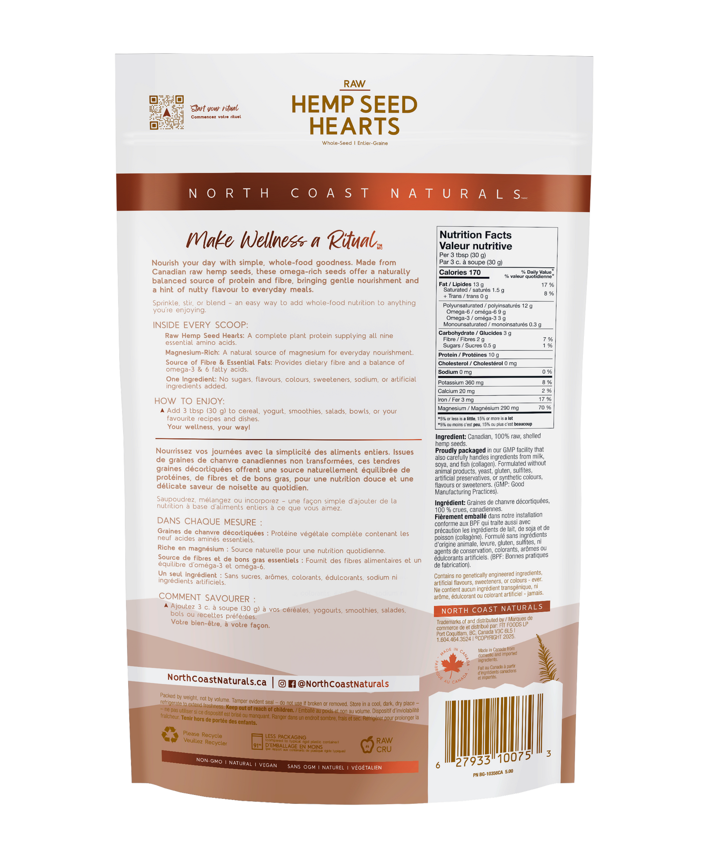 454g Unflavoured | North Coast Naturals Raw Hemp Seed Hearts Powder