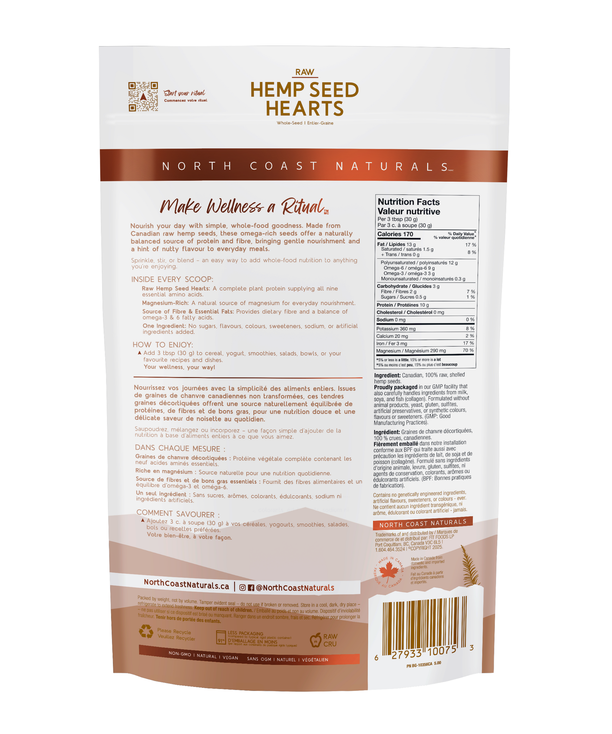 454g Unflavoured | North Coast Naturals Raw Hemp Seed Hearts Powder