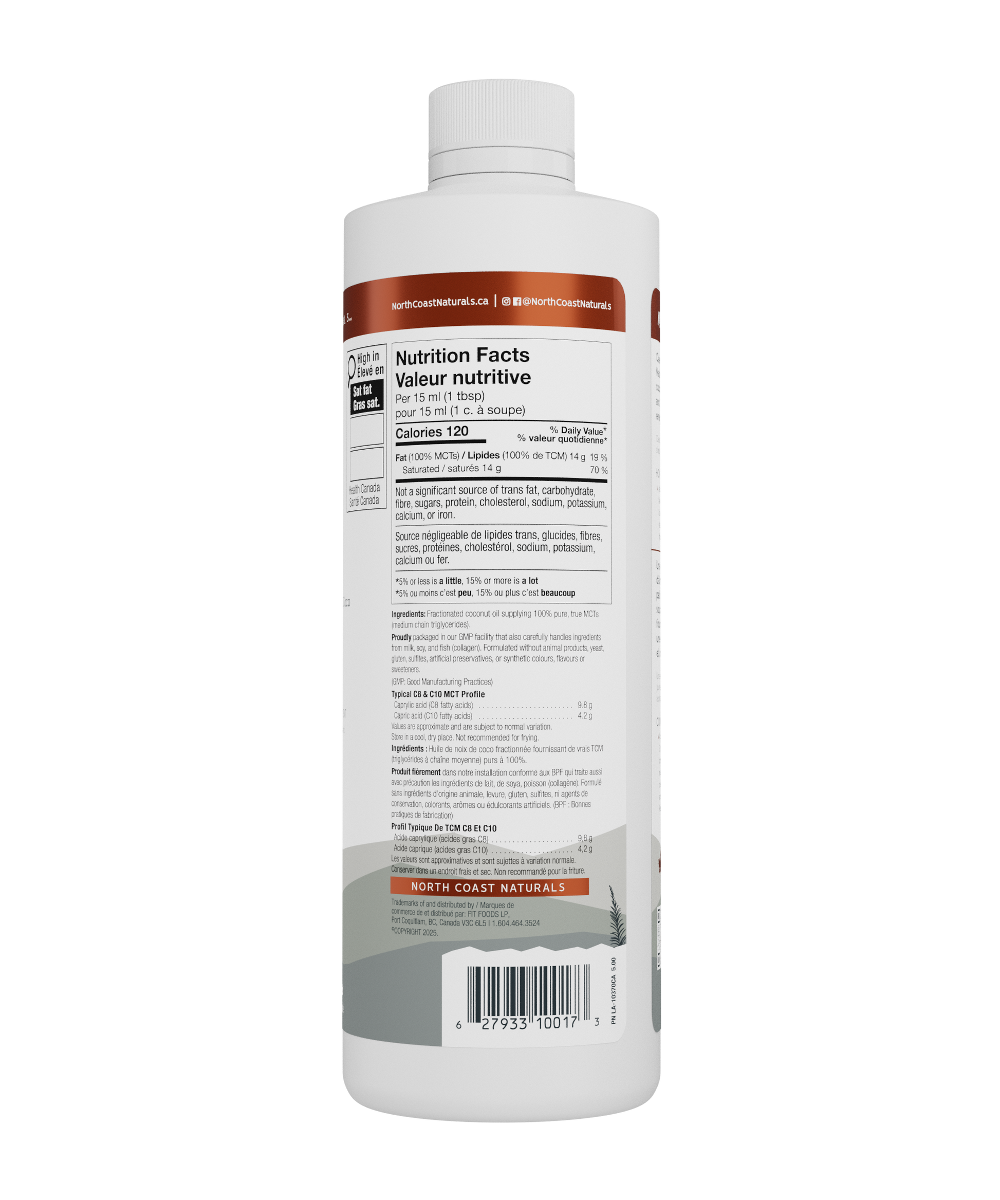 473ml Unflavoured | North Coast Naturals Pure MCT Oil Liquid
